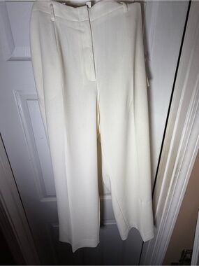 Elisabeth-Liz Claiborne Women's Cream Wide-Leg Dress Pants-Lined-16 Petite- NWT